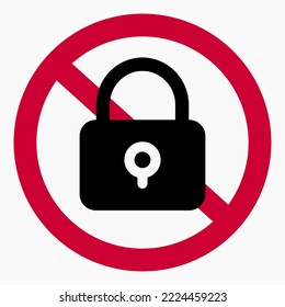 No lock. Lock ban. Remove restrictions. Commercial line vector icon for websites and mobile minimalistic flat design.