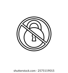 no lock icon Simple outline illustration