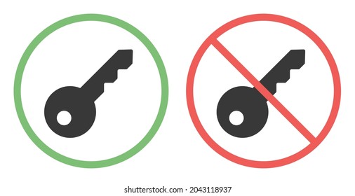 No lock sign and key access sign vector illustration.