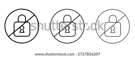 No lock sign vector Logo Design Template. Editable Stroke graphics.