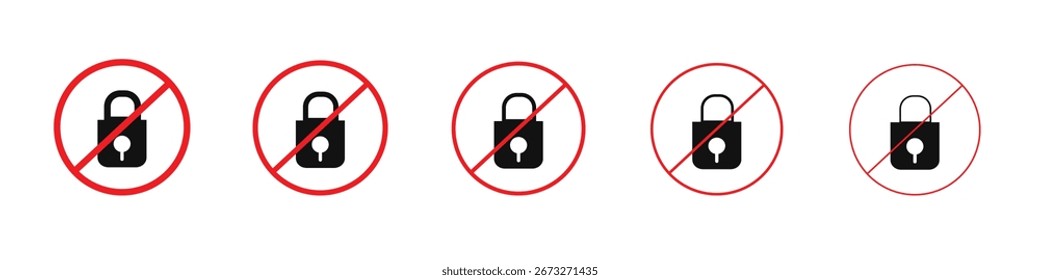 Nenhum sinal de bloqueio vetor contorno definir sinal de ilustração