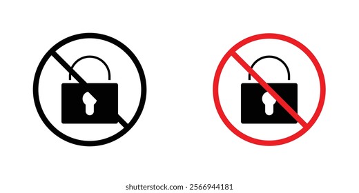 No lock signs. vector signs set
