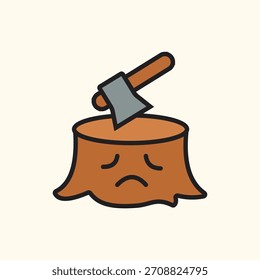 Sem projeto de registro, coto de árvore com Emoticon ambiental Ax