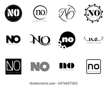 NO logo company template. Letter n and o logotype. Set different classic serif lettering and modern bold text with design elements. Initial font typography. Collection trendy business identity.