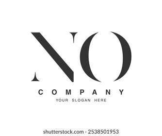 NO logo design. Initial letter n and o serif font style. Creative classic company name typography. Trendy logotype or identity. Vector illustration.