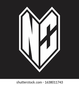NO Logo monogram with emblem line style isolated on black background