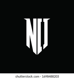 NO logo monogram with emblem shield style design template