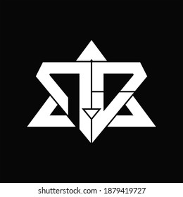 NO Logo monogram isolated with triangle shape design template on black background