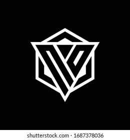 NO logo monogram with triangle and hexagon shape combination isolated on back and white colors