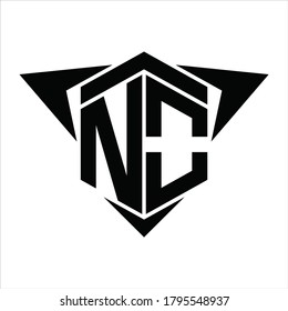 NO Logo monogram with wings arrow around design template on white background
