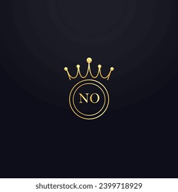 NO logo. N O design. White NO letter. NO, N O letter logo design. Initial letter NO linked circle uppercase monogram logo. N O letter logo vector design. Golden latter, golden, mark