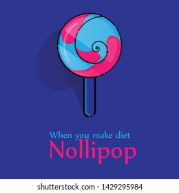 No lollipop when you make diet on blue background