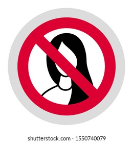 No long hair forbidden sign, modern round sticker