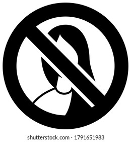 No long hair forbidden sign, modern round sticker