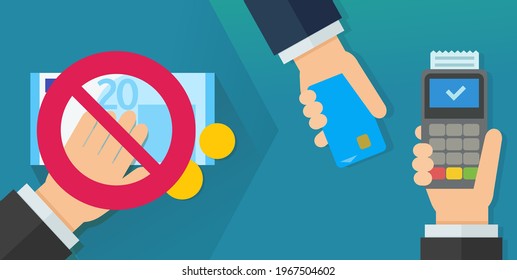 No longer paying in cash and paying by credit card (euros flat design)