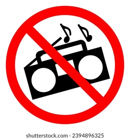 No Loud Music Symbol Sign ,Vector Illustration, Isolate On White Background Label. EPS10