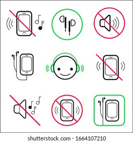 No Loud Music Or Talk Sign  - Quiet Area, Please Keep Silent And Use Headphones