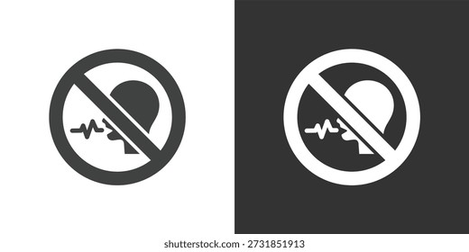 Keine Ikone für lautes Sprechen. Symbole für durchgezogene Symbolreihen