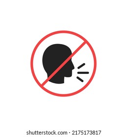 No loud talking icon. Stop speaking. High quality in colour vector illustration.  