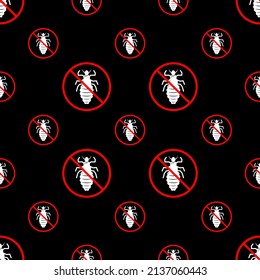 No Louse Icon Seamless Pattern, Lice Free Icon, Anti Lice, Wingless Insect, Obligate Parasite Vector Art Illustration