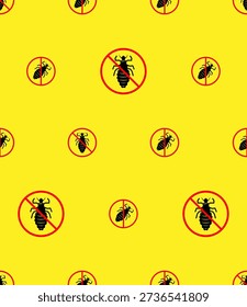 No Louse Icon Seamless Pattern, Lice Free Icon, Anti Lice, Wingless Insect, Obligate Parasite Vector Art Illustration