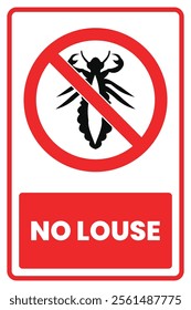 No Louse Prohibited Sign Vector