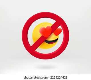 No love concept with emoji. 3d vector illustration
