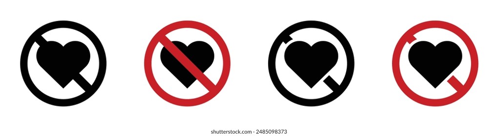 No love flat vector icons set