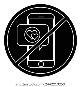 No love heart sign, vector isolated symbol. no love for mobile phone.