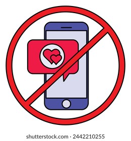 No love heart sign, vector isolated symbol. no love for mobile phone.