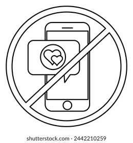 No love heart sign, vector isolated symbol. no love for mobile phone.