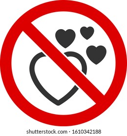 No love heart vector icon. Flat No love heart pictogram is isolated on a white background.