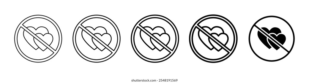 no love icon Simple thin line logo set