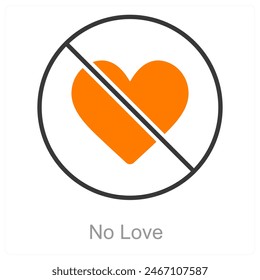 No Love and sadness icon concept