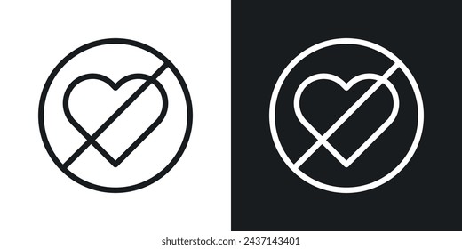 No Love Sign Icon Designed in a Line Style on White background.