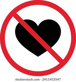 No love sign isolated on white background . No love heart sign vector