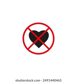 No love sign isolated on white background . No love heart sign vector