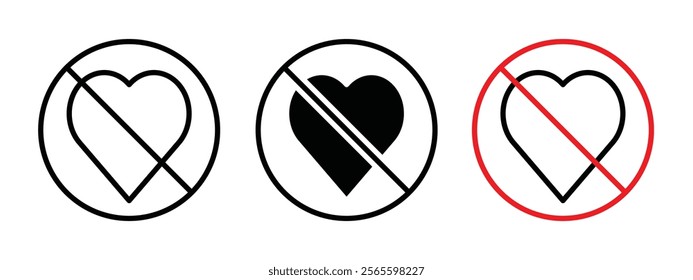 No love sign vector in black and red colors