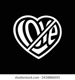 No Love Sign. Vector and Illustration.