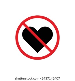 No Love Sign Vector Line Icon Illustration.