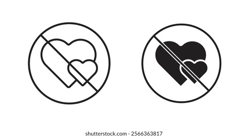 No love sign vector in line stroke and flat versions