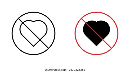 No love sign vectors set in black. line and flat versions