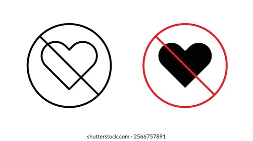 No love signs in black outline, solid and colored style