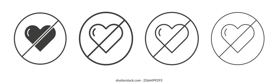 No love signs flat and linear vector illustration on white background.