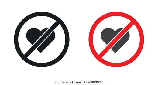 No love signs set in black and colored