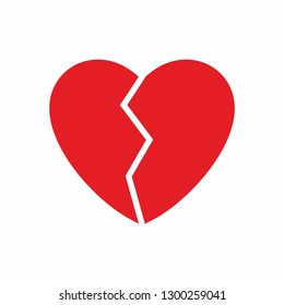 No love symbol vector. The red heart is broken, two separate part of heart that can combine to the to the one