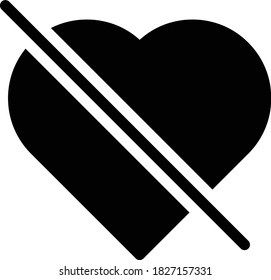 no hay icono plano de glifo de vector de amor 