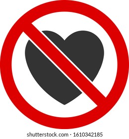 No love vector icon. Flat No love pictogram is isolated on a white background.