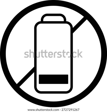No low battery power warning sign icon indicating prohibited energy usage or forbidden charging symbol isolated on transparent background