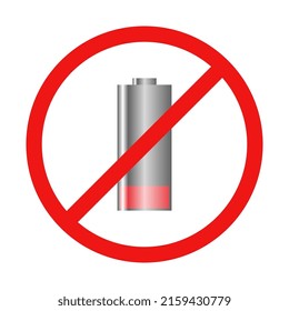No Low Battery Sign on White Background